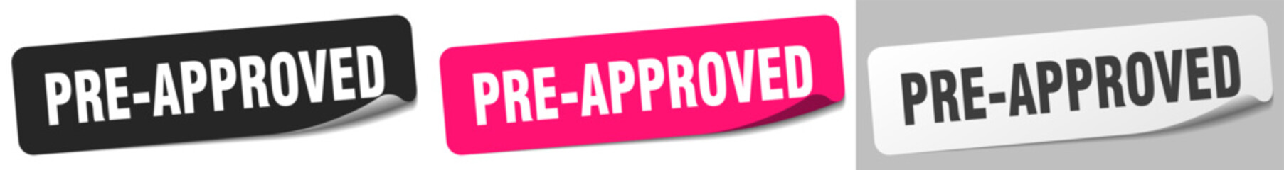 pre-approved sticker. pre-approved sticker set on white background