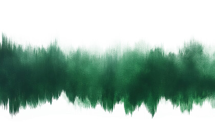 Vertical green watercolor brushstroke texture forming jagged forest silhouette isolated on transparent background, png