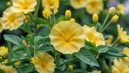 Obraz premium Bright yellow Ludwigia octovalvis in full bloom