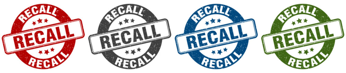 recall stamp. recall round stamp set isolated on white background