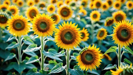 Fototapeta premium Stunning sunflower blooms in full display