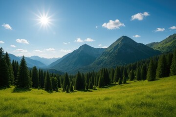 Obraz premium Scenic mountain landscape under a clear blue sky
