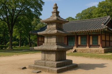 Historical granite pagoda at a Confucian academy from the 10th century AD