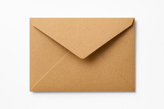Single brown envelope on a plain white backdrop