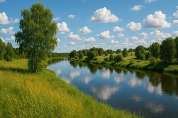 Fototapeta premium Stunning summer scenery of a Russian countryside