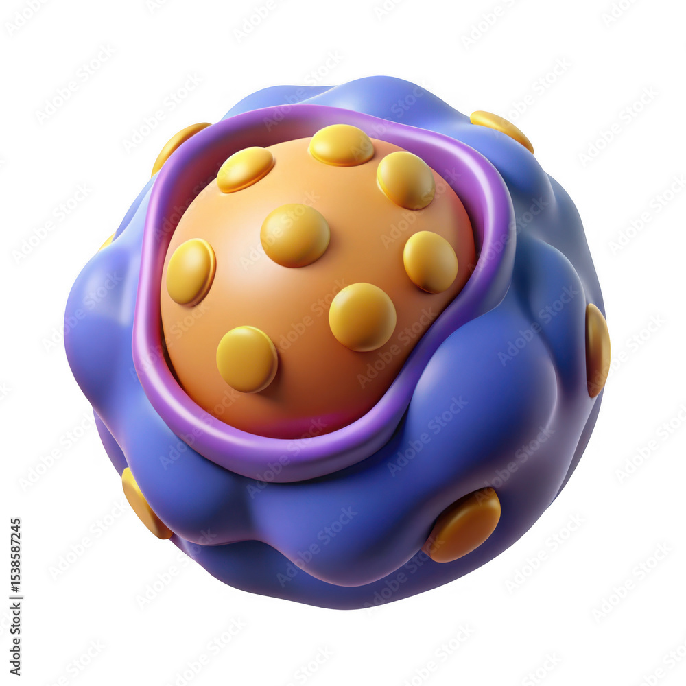 Poster 3d abstract cell structure render isolated on transparent background