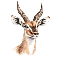 Antelope Close Up, watercolor painting vector, isolated on a white background. © AMIDCO