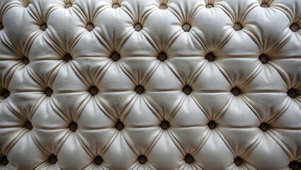 Elegant checkered fabric with button accents for furniture and decor, featuring a vintage Chesterfield-inspired design in a plush white texture