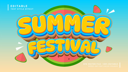Summer festival 3d editable text effect vacation style