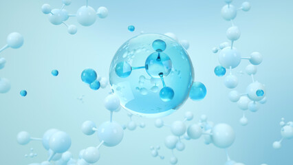 Skincare or perfume technology essence element. Ammonia or NH3 molecule, Nitrogen trichloride or NCl3 molecule, nitrogen trifluoride or NF3 molecule