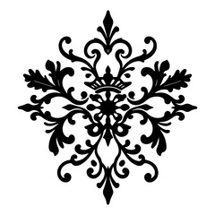 Elegant Black and White Damask Style Design Element for Creative Projects