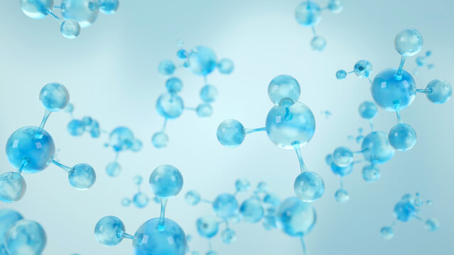 Skincare or perfume technology essence element. Ammonia or NH3 molecule, Nitrogen trichloride or NCl3 molecule, nitrogen trifluoride or NF3 molecule