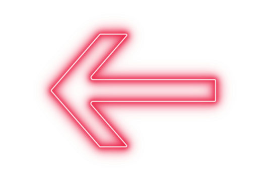 Red color bright light neon arrow pointer pointing left with glowing effect on transparent background for stylish designs - Powered by Adobe