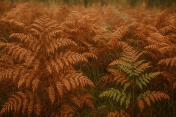Arid woodland with withered ferns