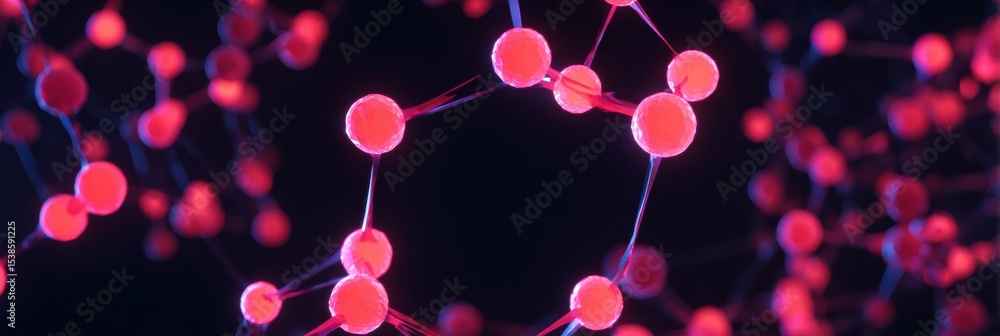 Poster Visual Representation of Atomic Habits in Neon Tech Style Showcasing Interconnected Molecules With Vibrant Colors and Futuristic Design Elements