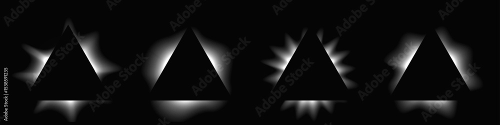 Poster set of triangle illuminate light frames