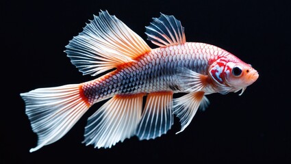 Fototapeta premium Stunning female betta fish showcased against a dark backdrop