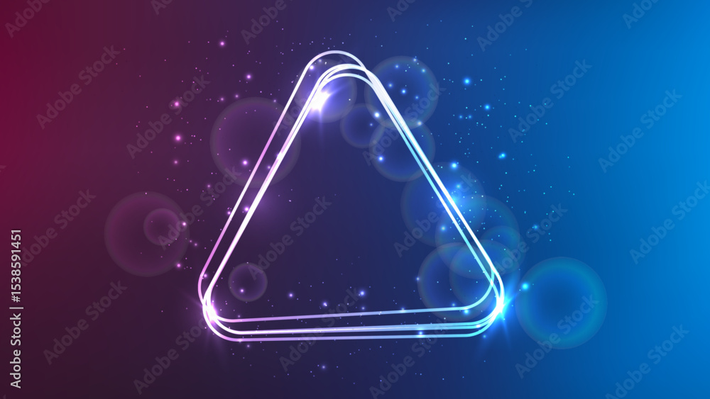 Aufkleber neon rounded triangle frame with shining effects and sparkles