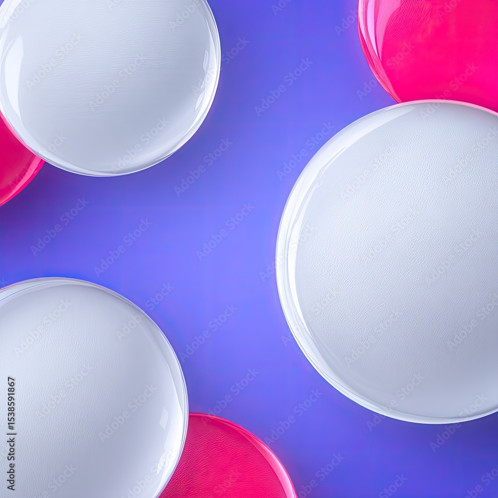 Poster overlapping transparent blue pink white gradient blobs