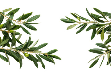Obraz premium Elegant olive branches frame isolated on white background
