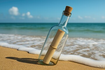 A bottle accompanied by a handwritten message