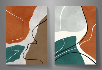 Abstract creative art posters with geometric shapes, textures and lines for interior design. Set of artistic modern trendy backgrounds. Collection of premium art design for cards, cover, banner.