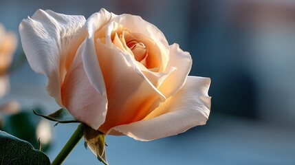 Delicate peach rose in soft light