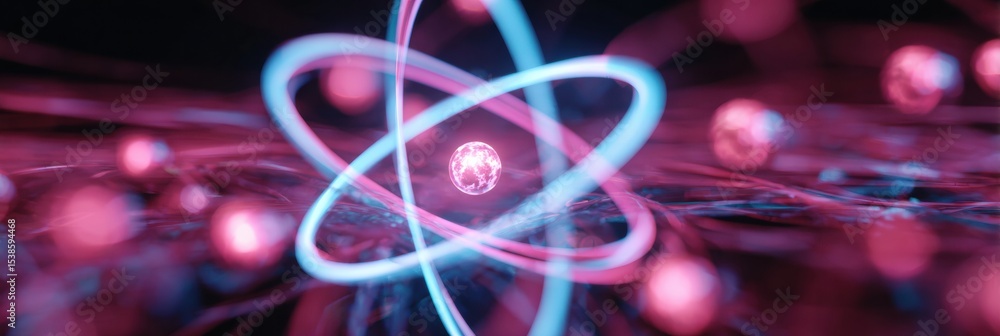 Poster visual representation of atomic habits in a neon tech style showcasing vibrant energy and dynamic mo