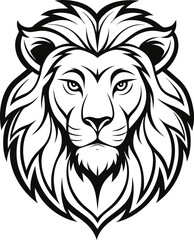 Asiatic lion head line art