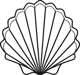 Seashell outline vector on white
