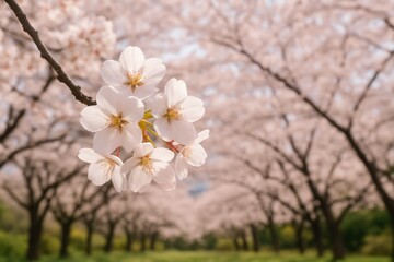 Fototapeta premium Beautiful Cherry Blossoms Amidst Nature During Sakura Season