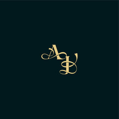 bold concept design elegant and curvy style monogram AJ wedding logo initial letter