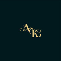 bold concept design elegant and curvy style monogram AK wedding logo initial letter