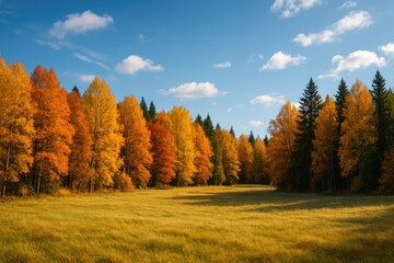 Fototapeta premium Stunning fall afternoon in a woodland clearing