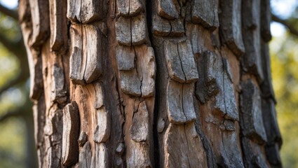 Texture of a weathered oak tree trunk showing signs of drying