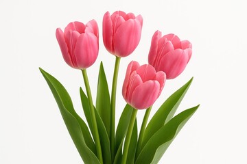 Fototapeta premium Stunning pink tulips displayed against a white background