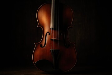 Fototapeta premium Illuminated violin silhouette against a dark background