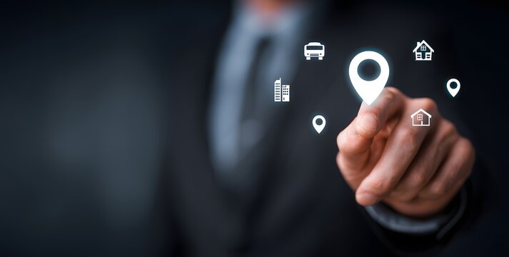 Businessman using virtual gps map navigation for business and travel