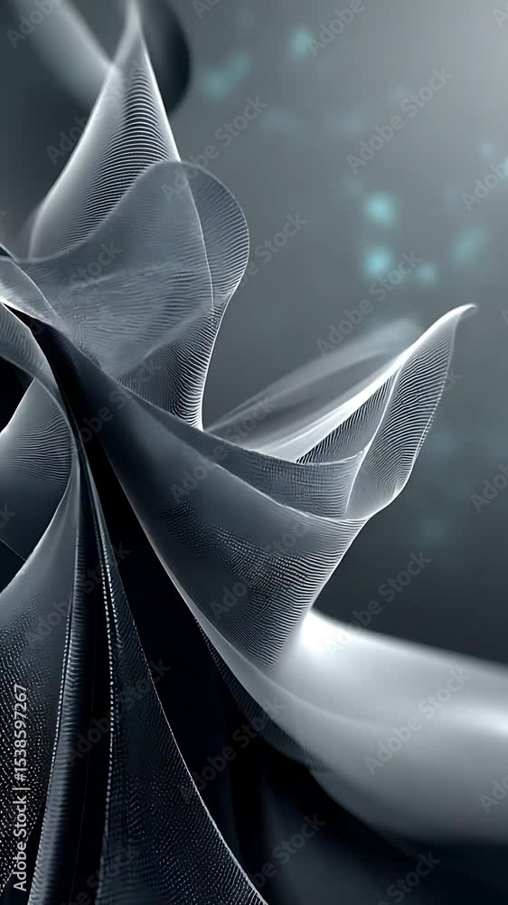 Aufkleber abstract metallic flowing forms: dynamic silver waves and lines in motion