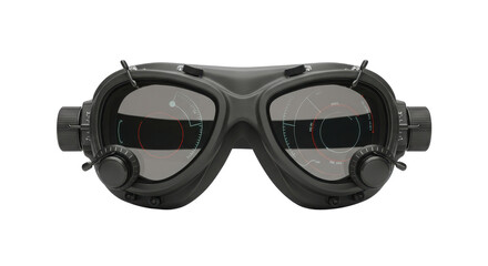 Black tactical night vision goggles isolated on white background