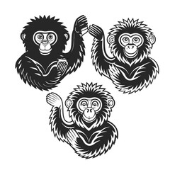 A monkey head silhouette vector style with white background.