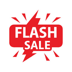 Flash sale promotion with lightning bolt icon isolated on white background