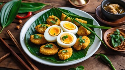 Cooked egg scramble presented on a plain white dish atop a wooden surface