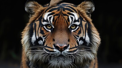 Fototapeta premium Close-up Tiger Portrait Against Dark Background