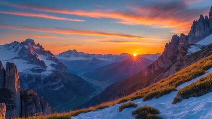 Obraz premium Stunning evening view along the trail near iconic mountain formations in the northern region