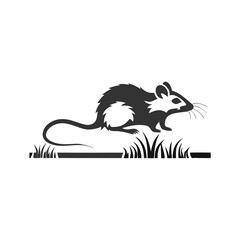 a silhouette rat in white background