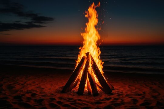 Campfire by the Baltic coastline