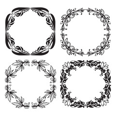 Vintage Hand Drawn Decorative Vector Floral Frames Set Collection
