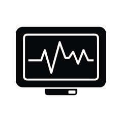 Black and white medical monitor showing heartbeat graph vector illustration
