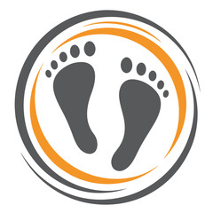 Gray Footprints Orange Swirl Circle Logo Design feet